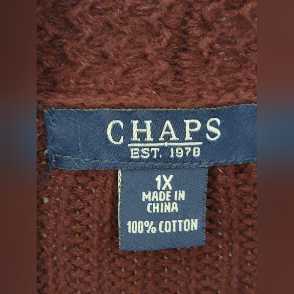 Chaps Burgundy Open Cardigan Size 1X - Picture 2 of 6